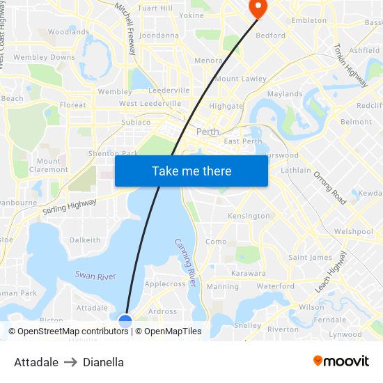 Attadale to Dianella map