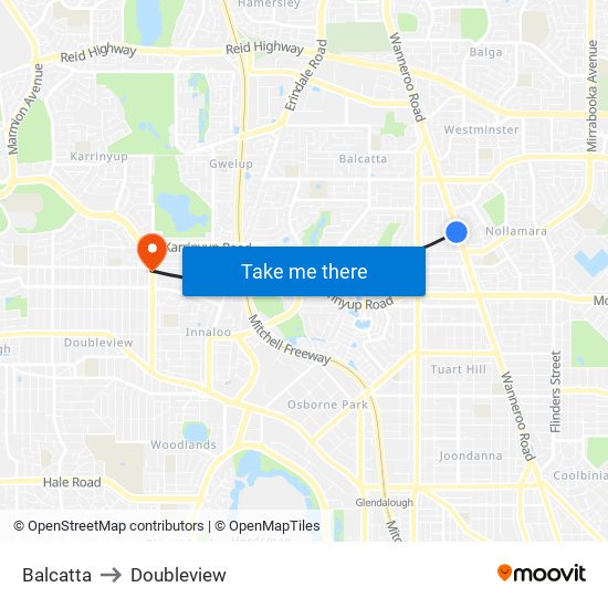 Balcatta to Doubleview map