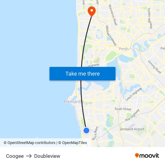 Coogee to Doubleview map