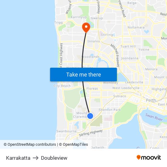 Karrakatta to Doubleview map