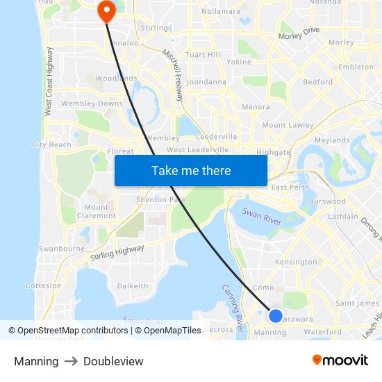 Manning to Doubleview map