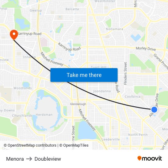 Menora to Doubleview map