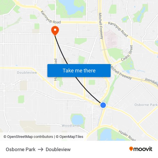 Osborne Park to Doubleview map