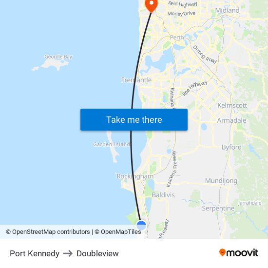 Port Kennedy to Doubleview map