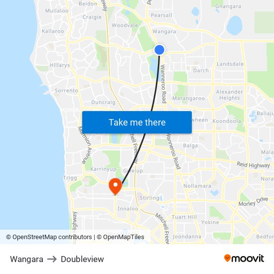 Wangara to Doubleview map