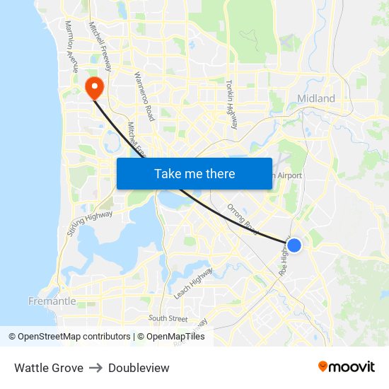 Wattle Grove to Doubleview map