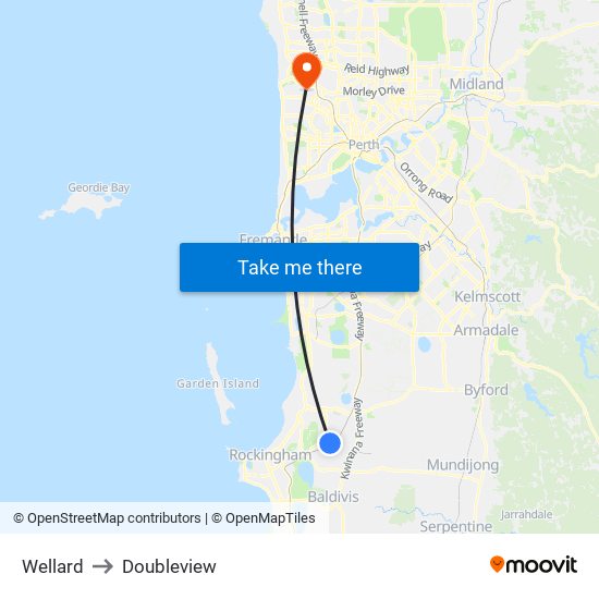 Wellard to Doubleview map