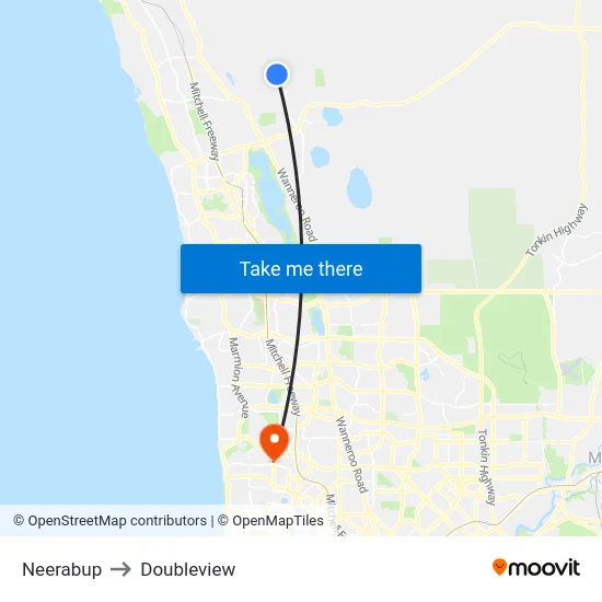 Neerabup to Doubleview map