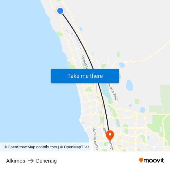 Alkimos to Duncraig map