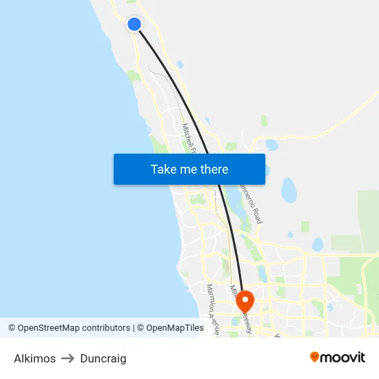 Alkimos to Duncraig map