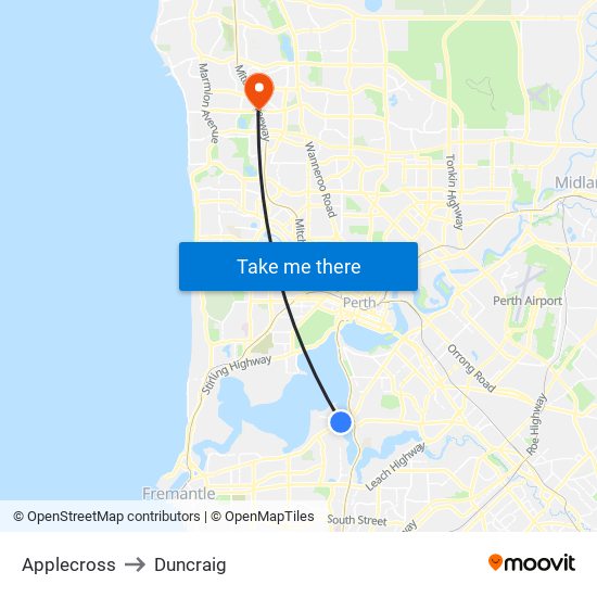 Applecross to Duncraig map