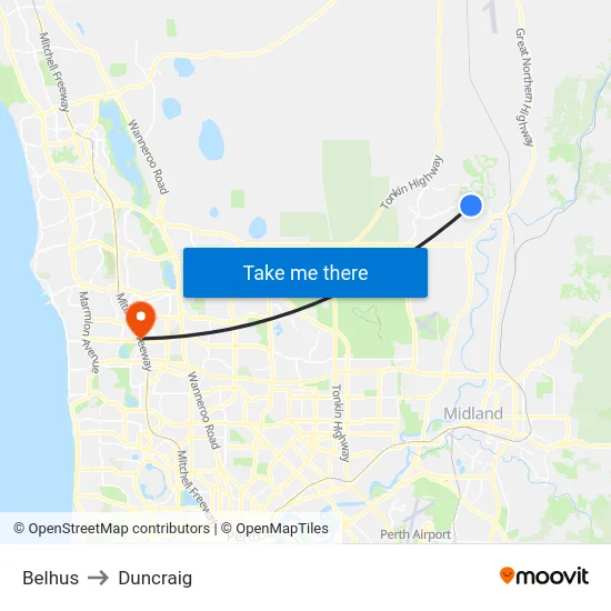 Belhus to Duncraig map