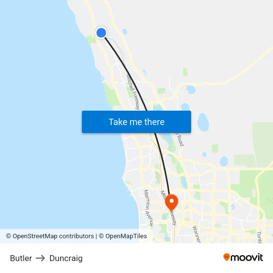 Butler to Duncraig map