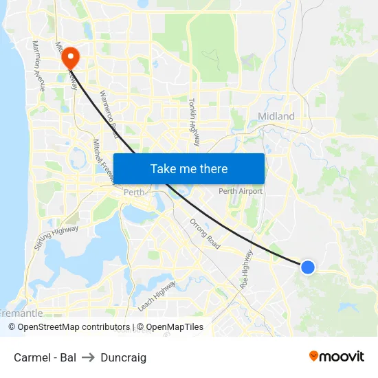 Carmel - Bal to Duncraig map