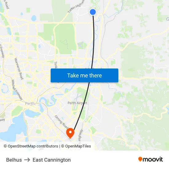 Belhus to East Cannington map