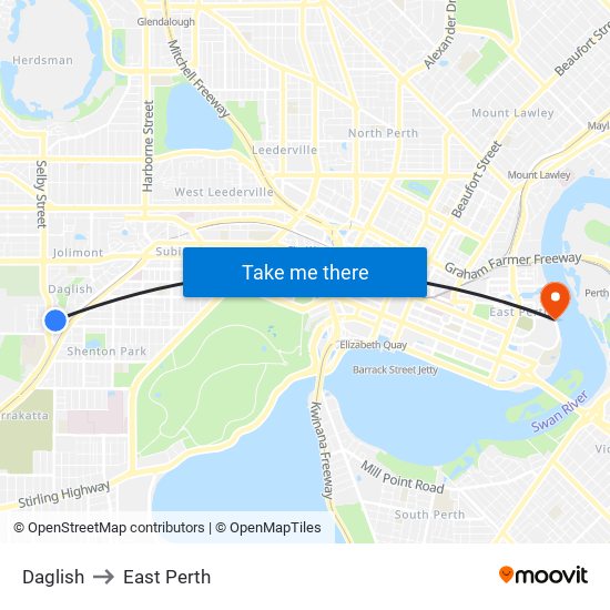 Daglish to East Perth map