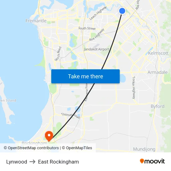 Lynwood to East Rockingham map