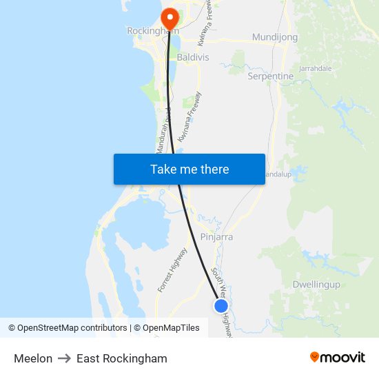 Meelon to East Rockingham map