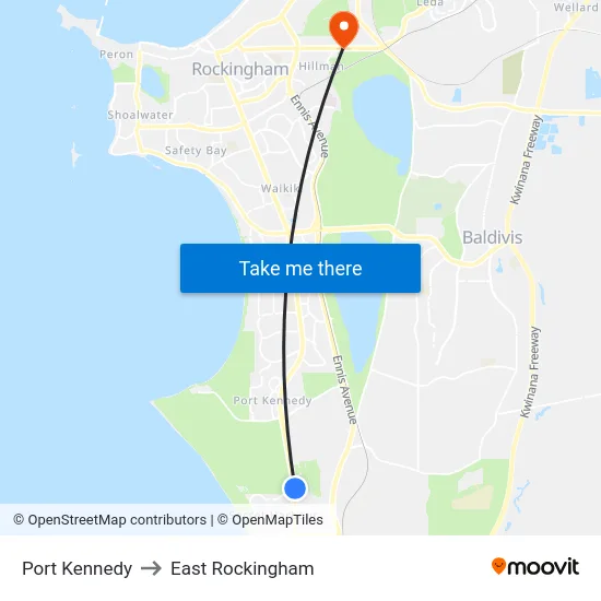Port Kennedy to East Rockingham map