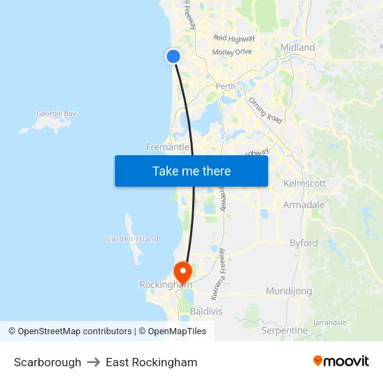 Scarborough to East Rockingham map