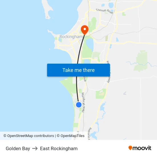 Golden Bay to East Rockingham map