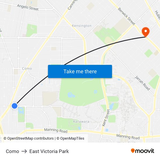 Como to East Victoria Park map