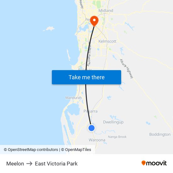 Meelon to East Victoria Park map