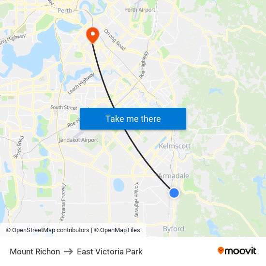 Mount Richon to East Victoria Park map