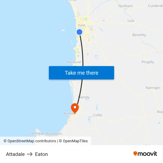 Attadale to Eaton map