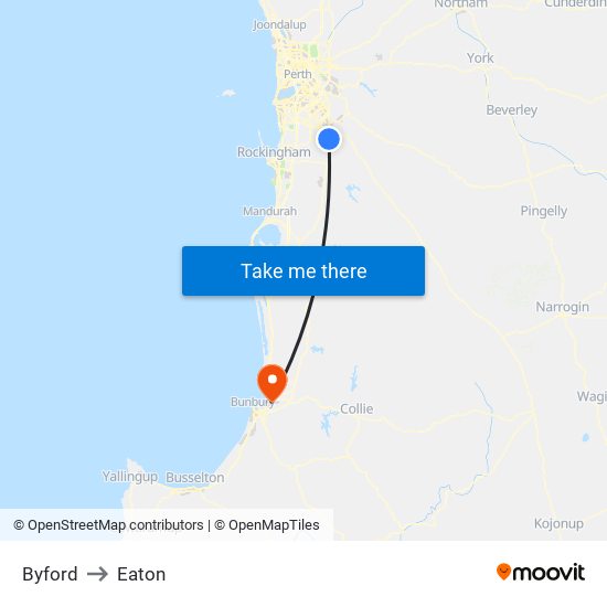 Byford to Eaton map