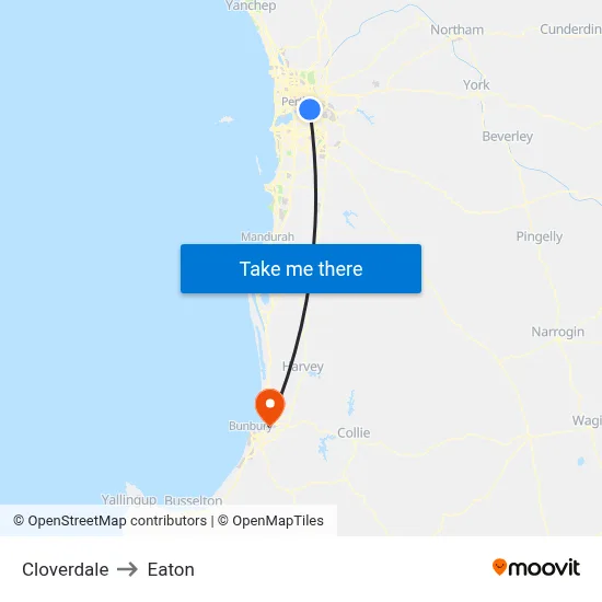 Cloverdale to Eaton map