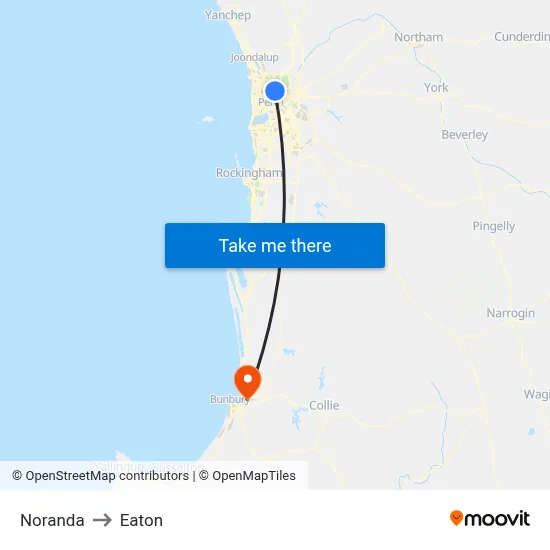 Noranda to Eaton map