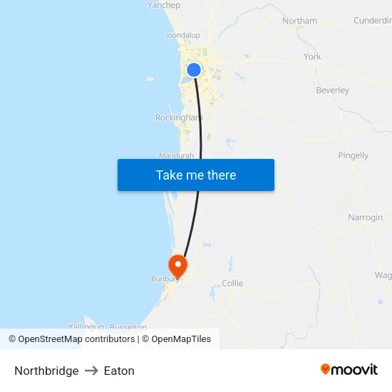 Northbridge to Eaton map