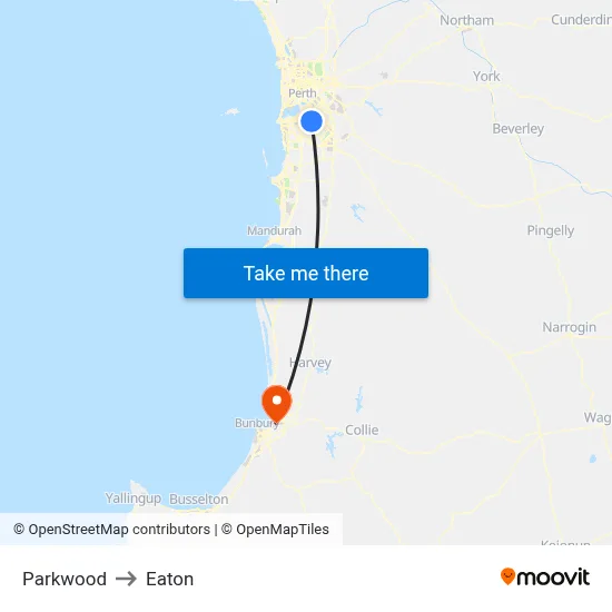 Parkwood to Eaton map