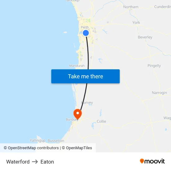 Waterford to Eaton map