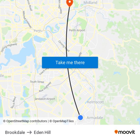 Brookdale to Eden Hill map