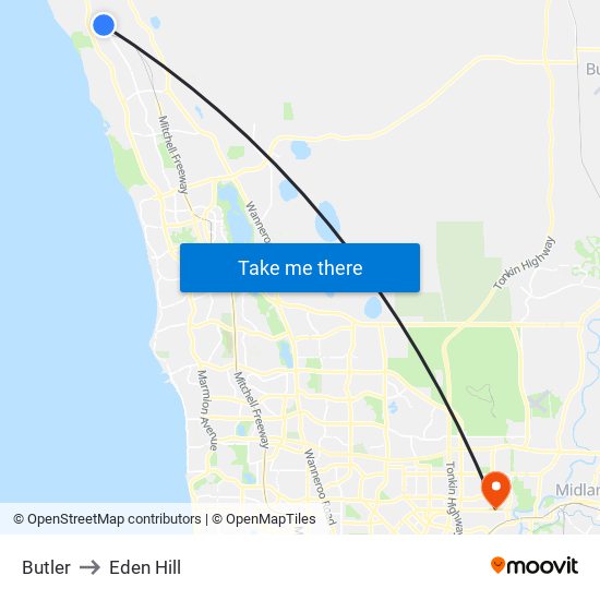 Butler to Eden Hill map