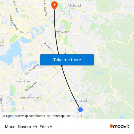 Mount Nasura to Eden Hill map