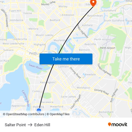 Salter Point to Eden Hill map