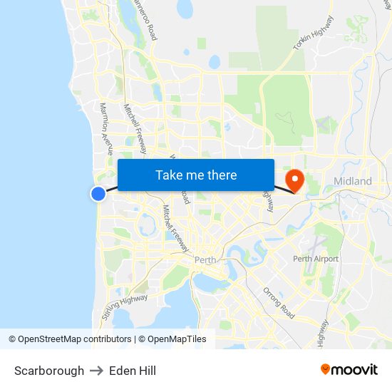 Scarborough to Eden Hill map