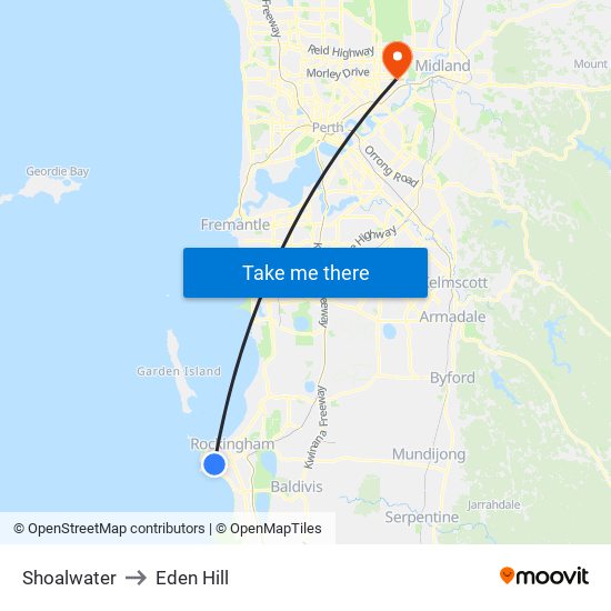 Shoalwater to Eden Hill map