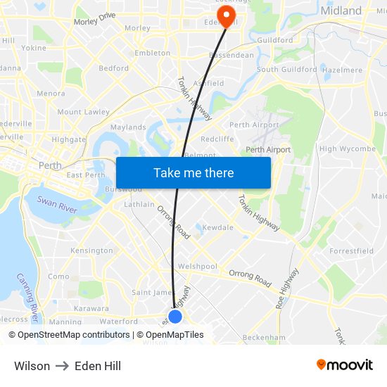 Wilson to Eden Hill map