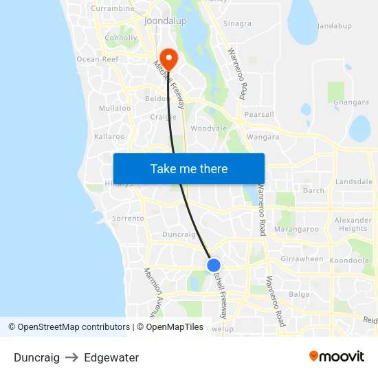 Duncraig to Edgewater map