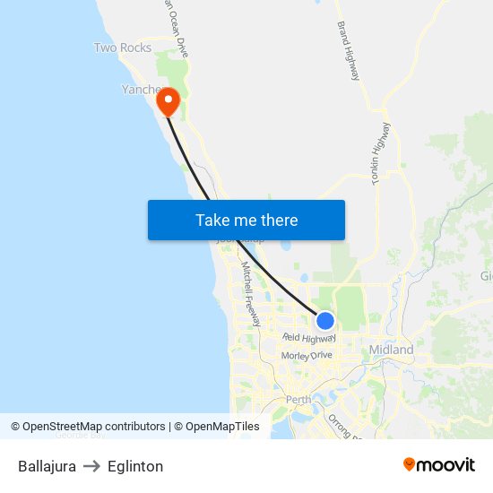 Ballajura to Eglinton map