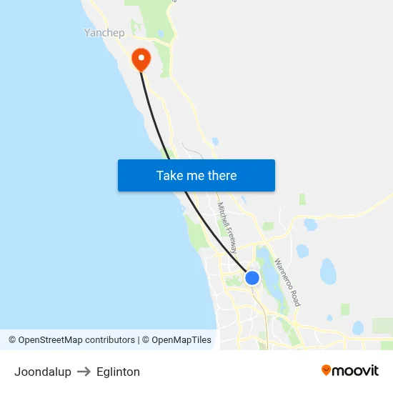 Joondalup to Eglinton map