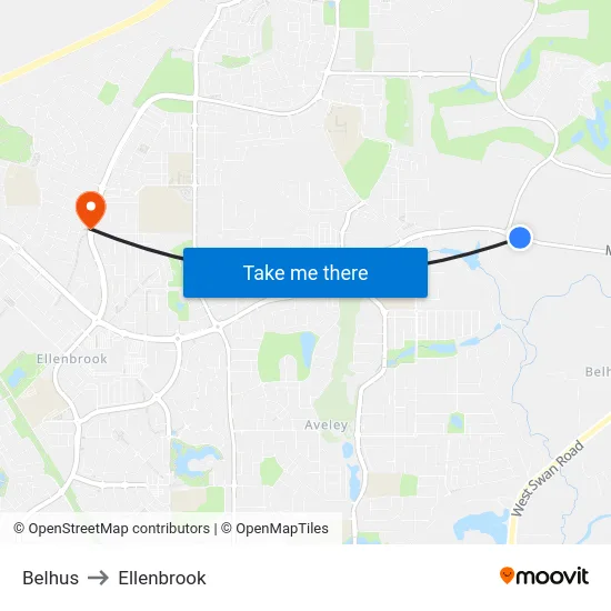 Belhus to Ellenbrook map