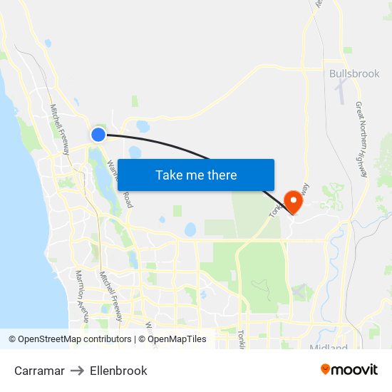 Carramar to Ellenbrook map