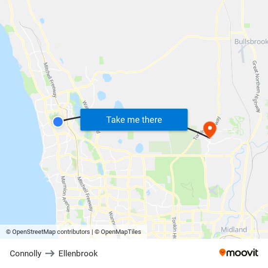 Connolly to Ellenbrook map