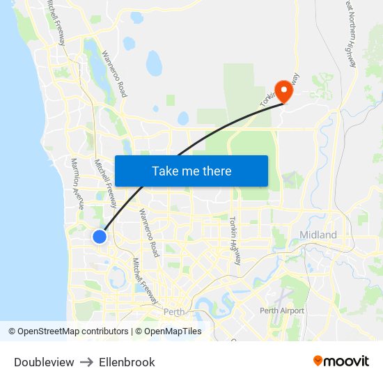 Doubleview to Ellenbrook map