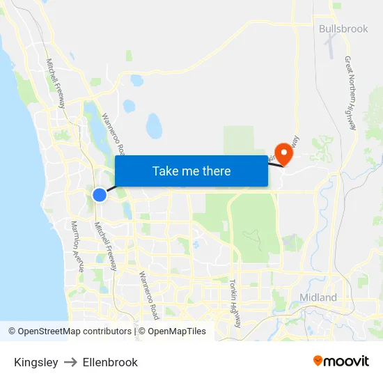 Kingsley to Ellenbrook map